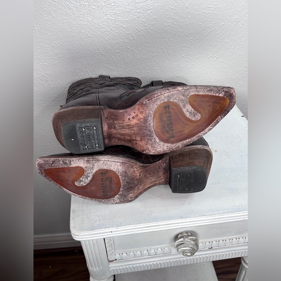 Corral chocolate black vintage goat overlay pointed toe cowgirl boots size 8M - Picture 5 of 8